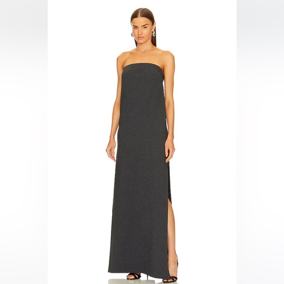 Norma Kamali Dresses & Skirts - Norma Kamali Strapless Tailored Terry Side Slit Gown